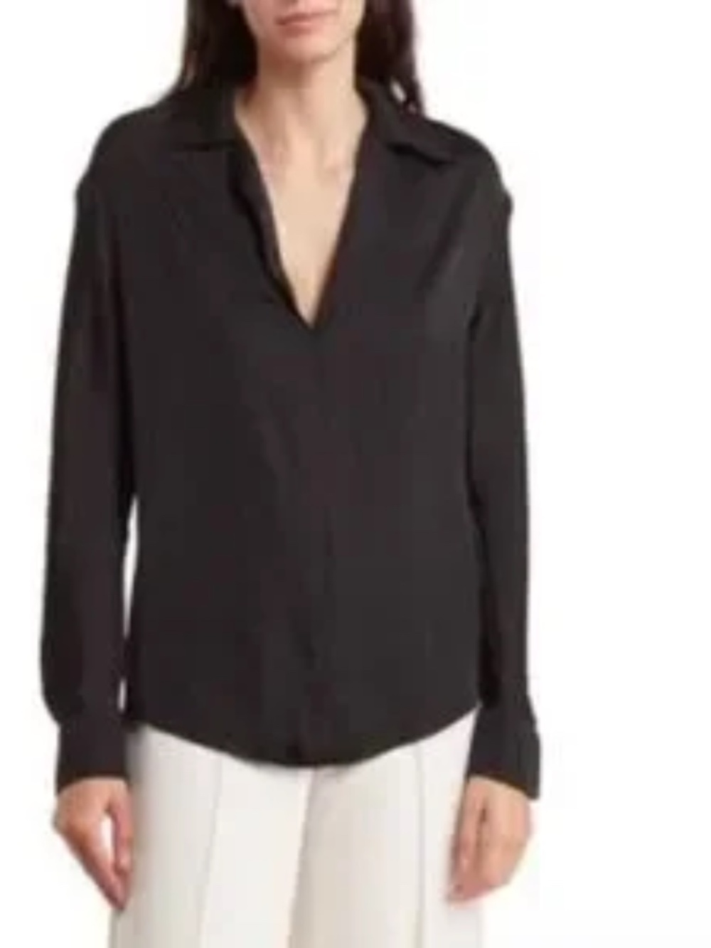 T. Tahari Flowy Black Poet Blouse Small Petite
